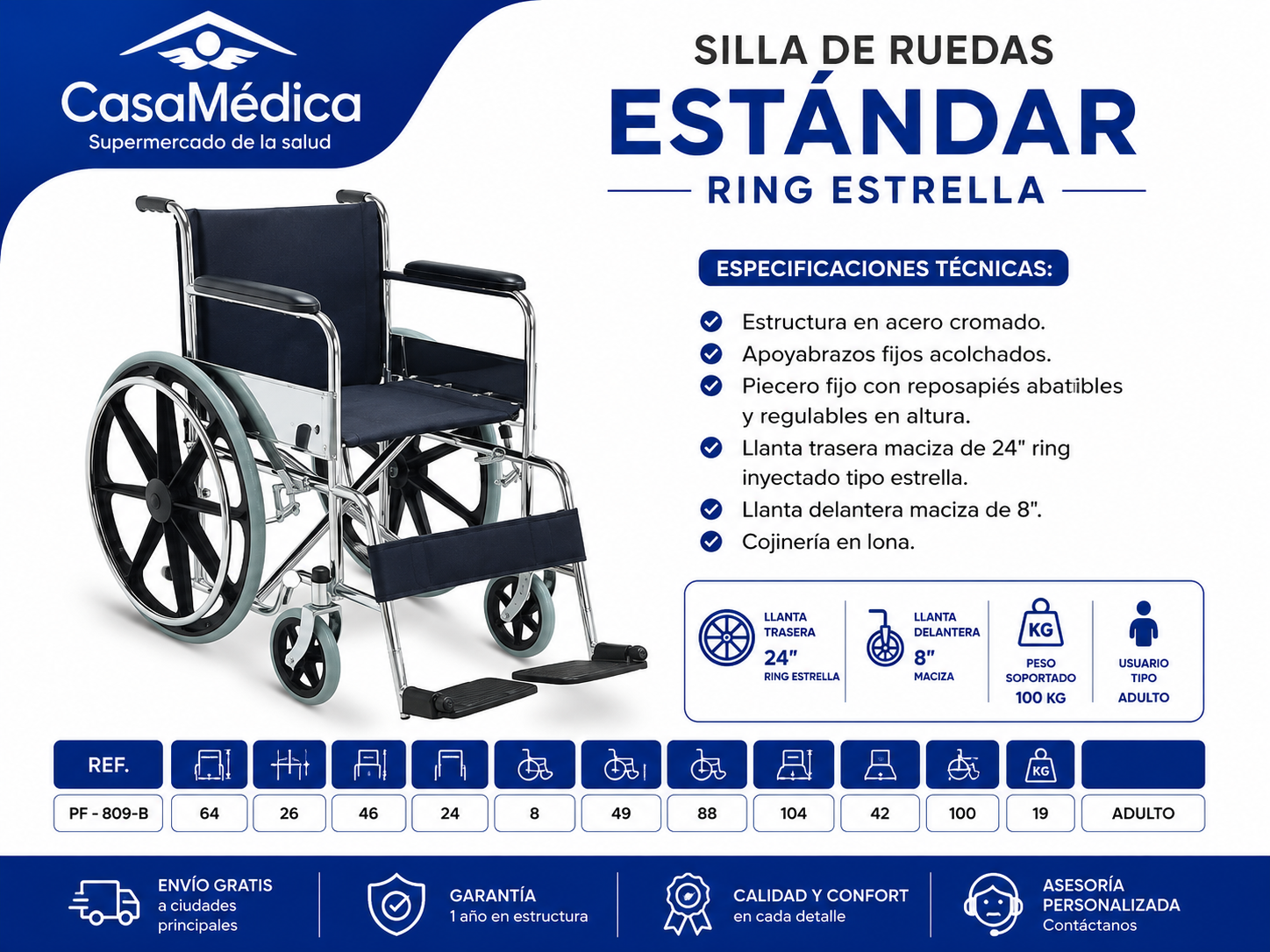 Silla de Ruedas Estándar Ring Estrella PF-809-B