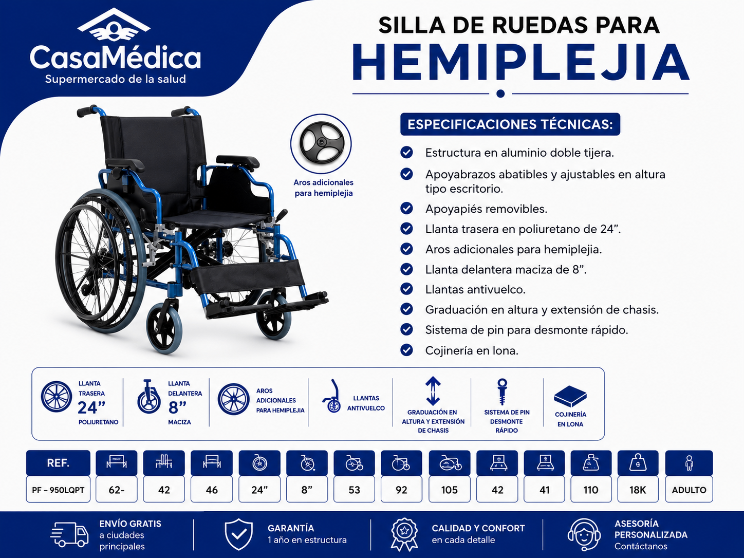 Silla de Ruedas para Hemiplejia PF-950LQPT