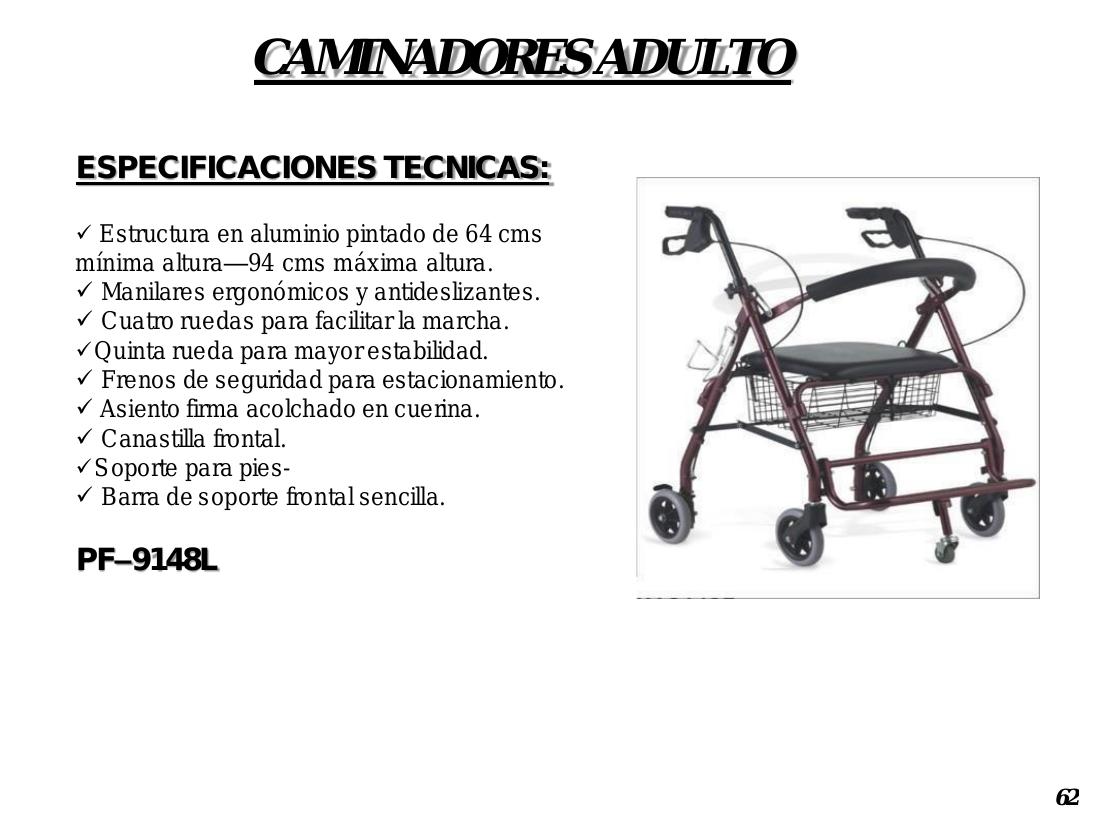 Caminador Adulto 5 Ruedas con Canastilla PF-9148L