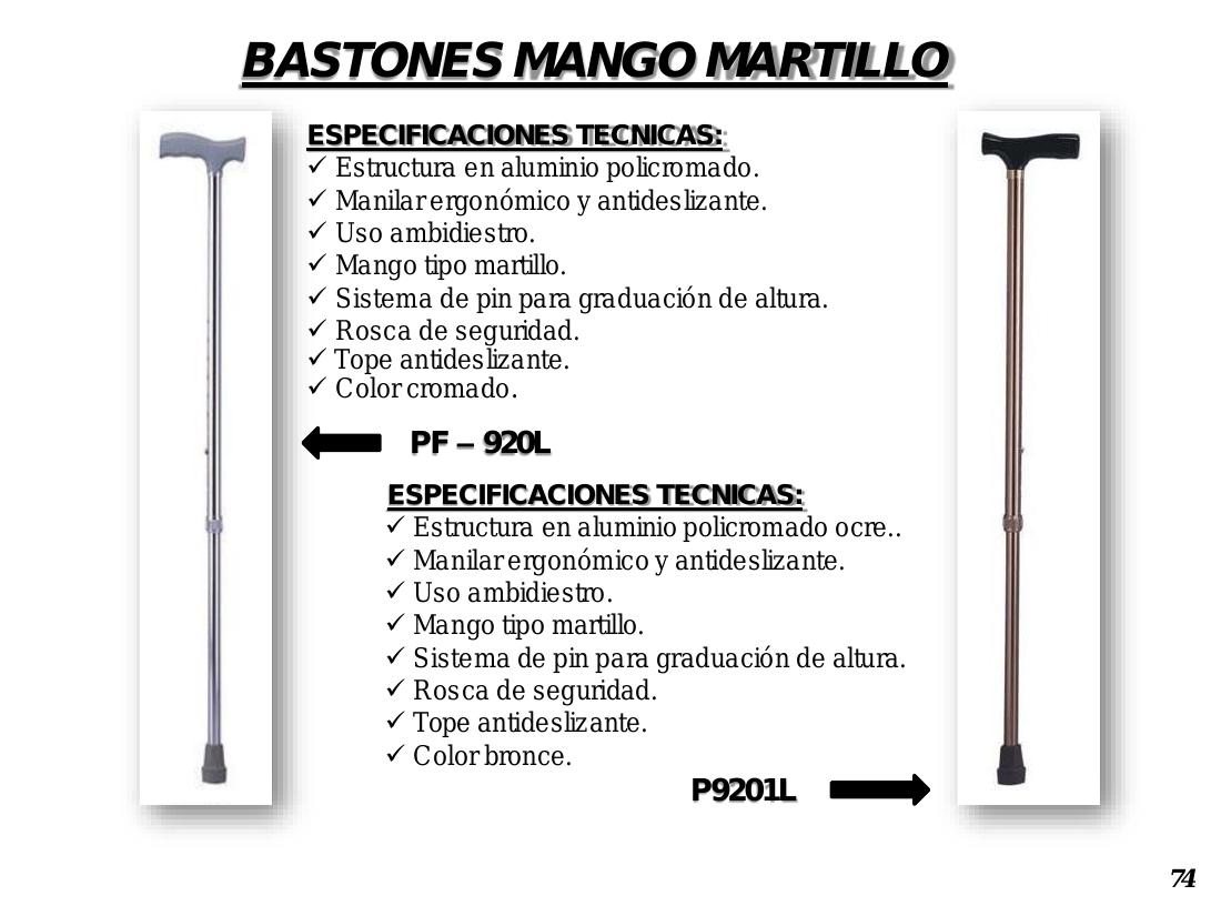 Bastón Mango Martillo Cromado PF-920L