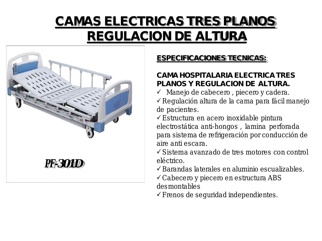 Cama Hospitalaria Eléctrica 3 Planos PF-301D