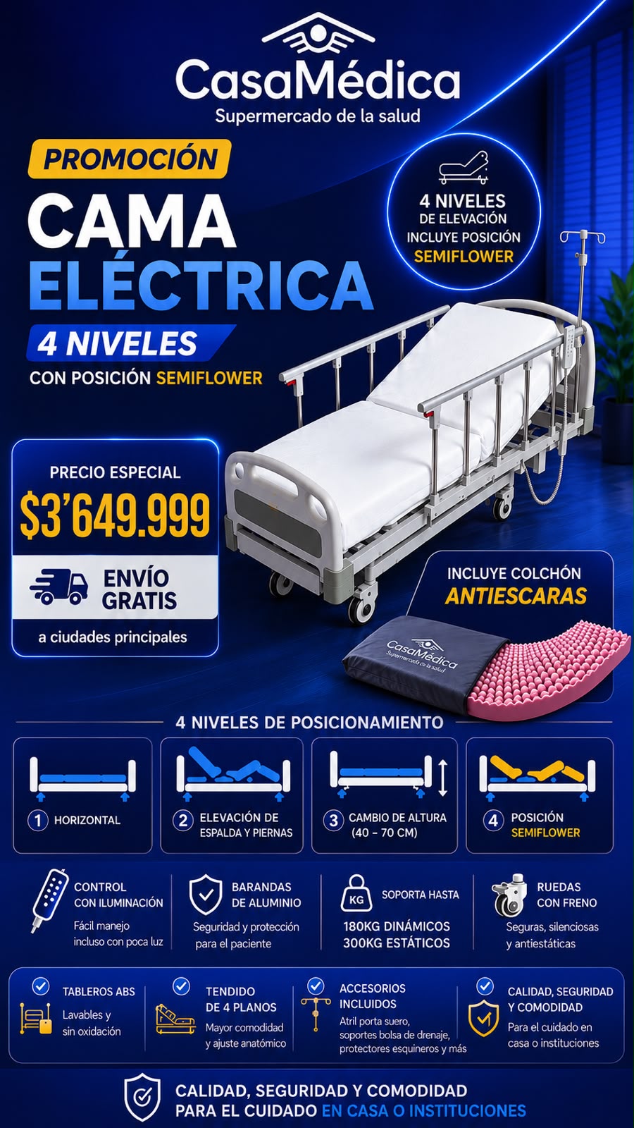 Cama Eléctrica 4 Niveles