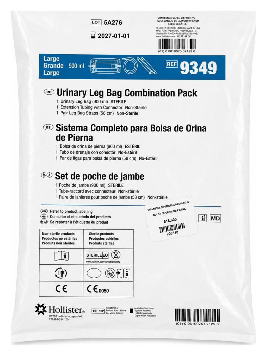 Sistema Completo Bolsa de Orina de Pierna Hollister 9349