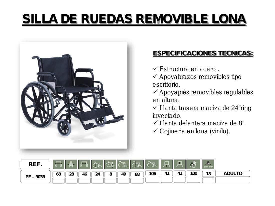 Silla de Ruedas Removible Lona PF-903B