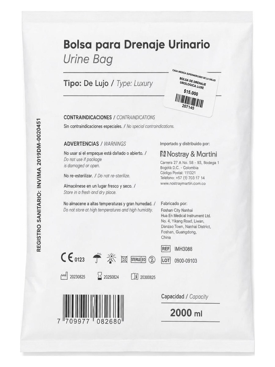 Bolsa para Drenaje Urinario de Lujo 2000 ml