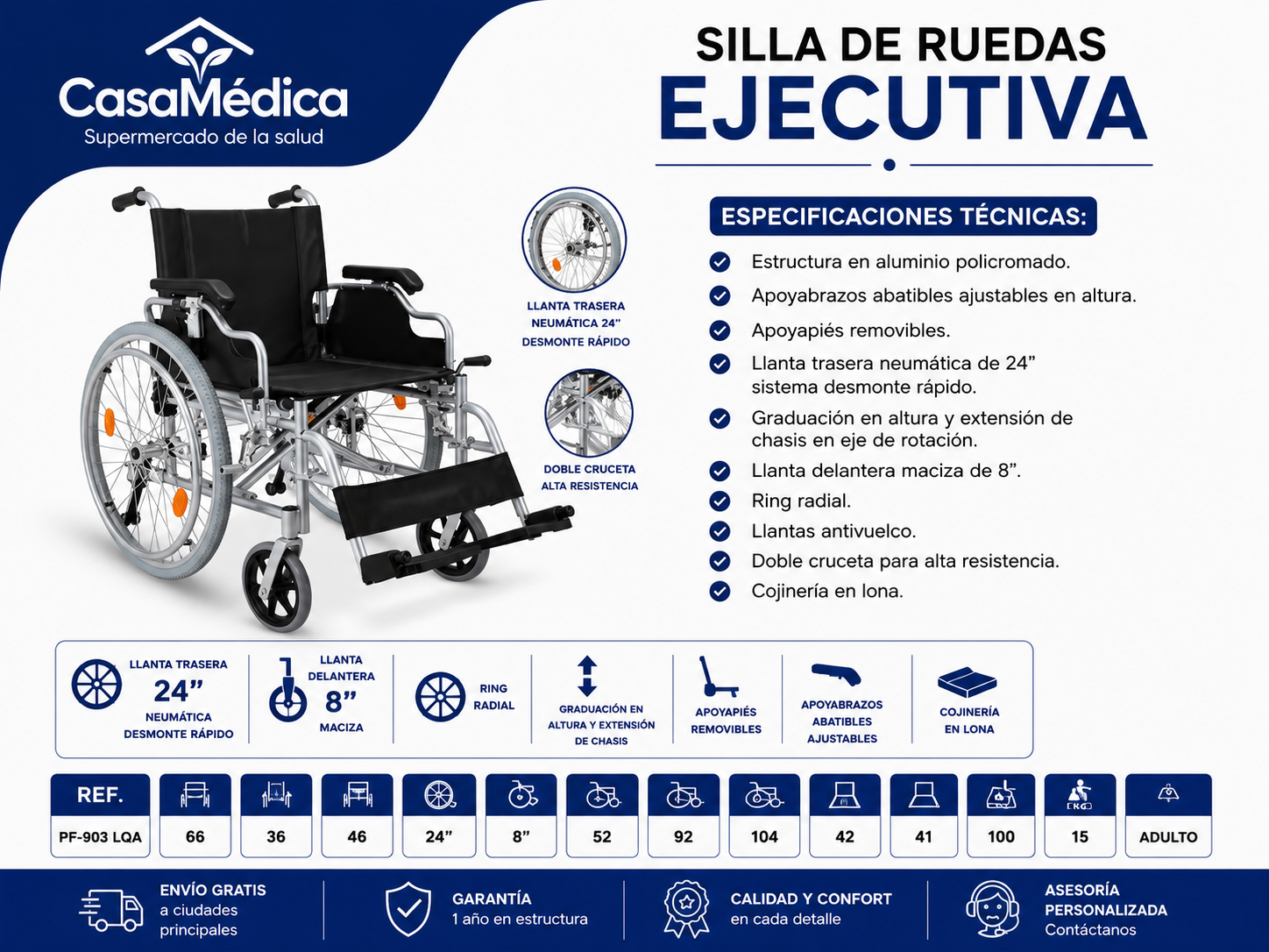 Silla de Ruedas Ejecutiva PF-903LQA