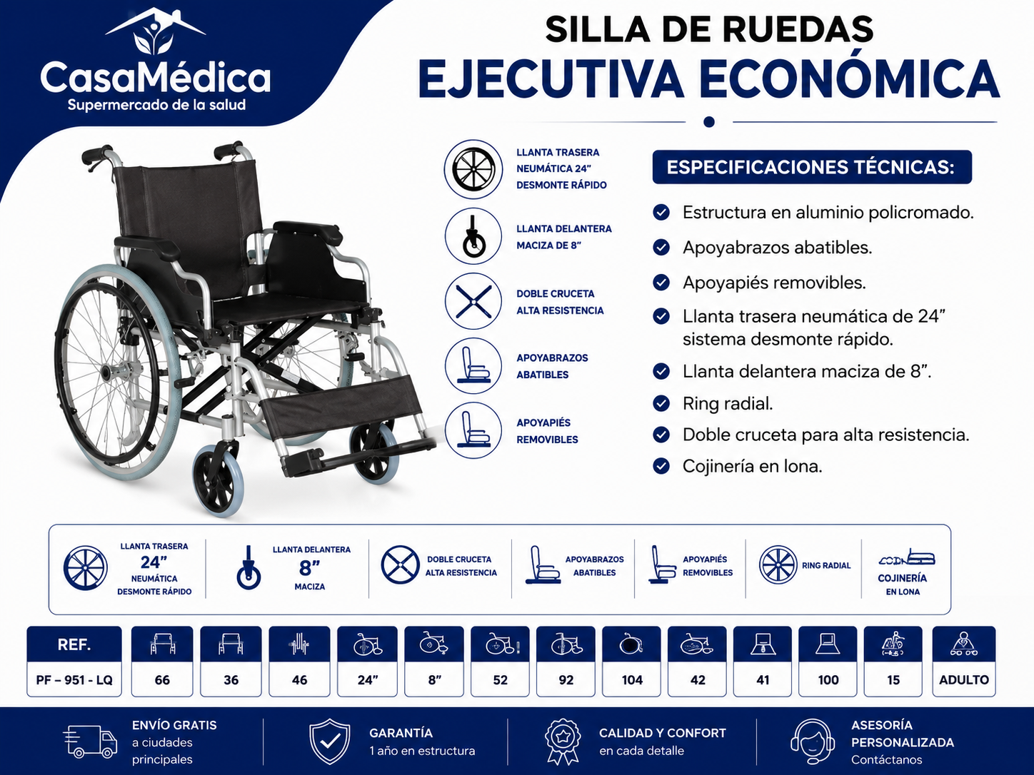 Silla de Ruedas Ejecutiva Económica PF-951LQ