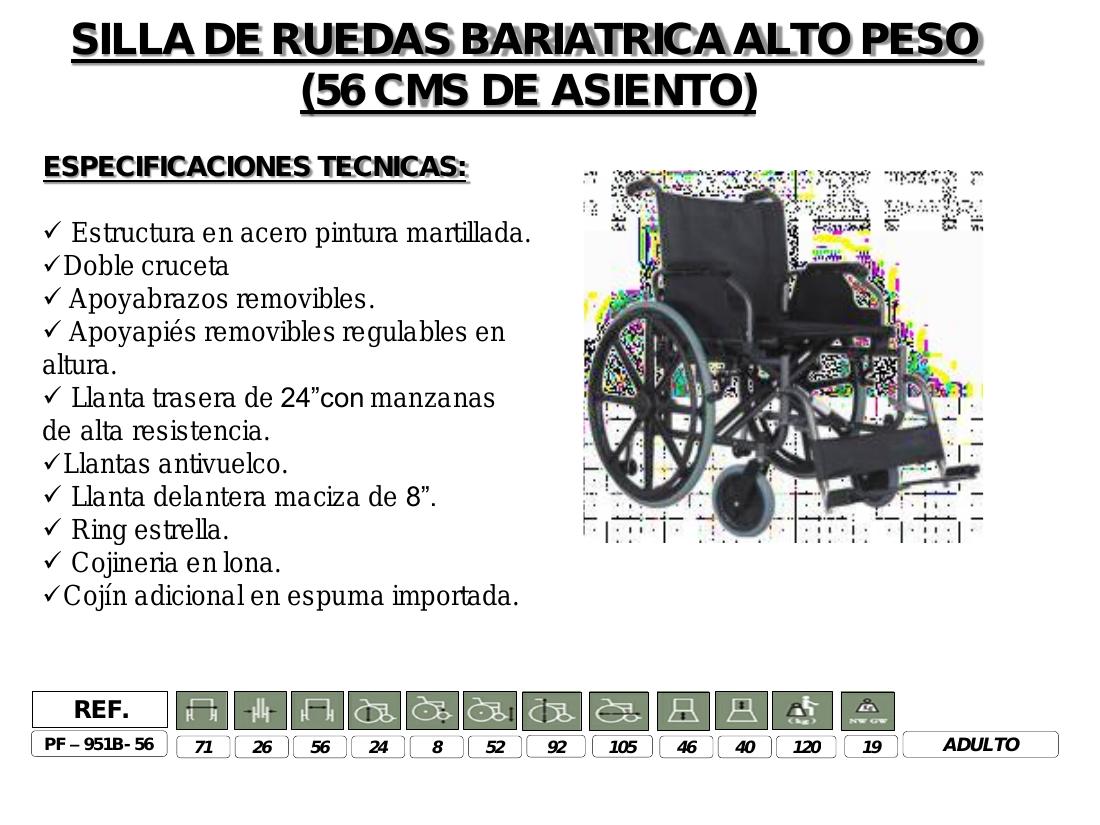 Silla de Ruedas Bariátrica Alto Peso 56 cm PF-951B-56