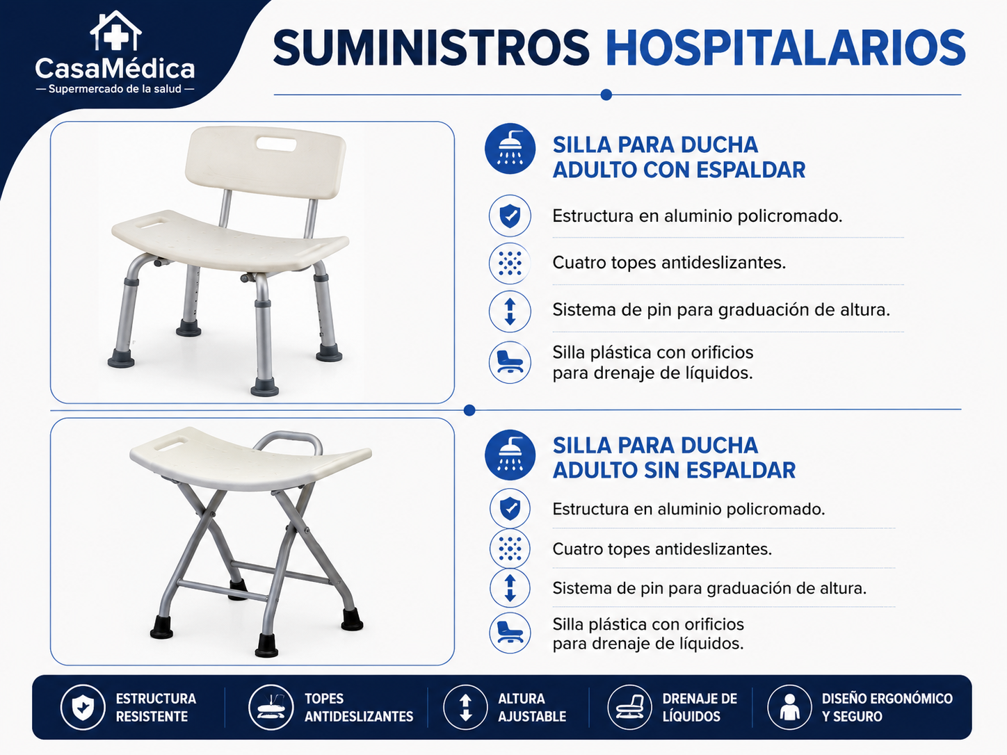 Silla para Ducha Adulto con Espaldar