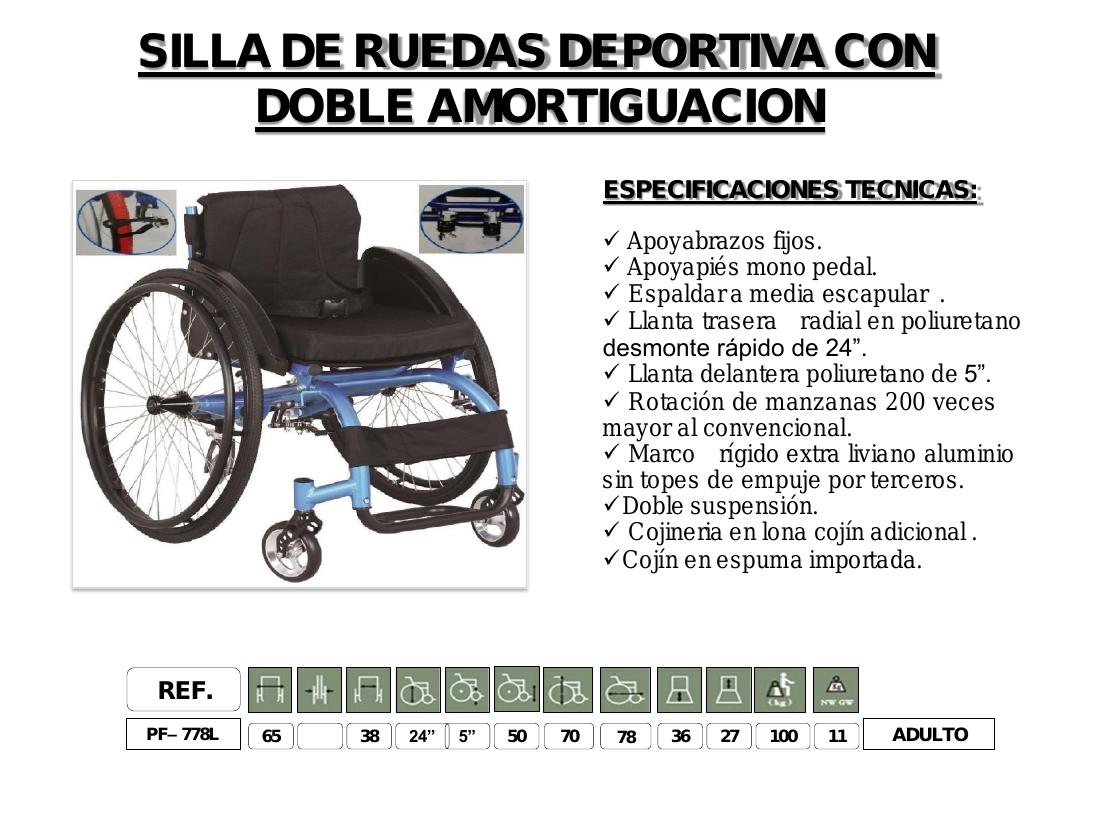 Silla de Ruedas Deportiva Doble Amortiguación PF-778L