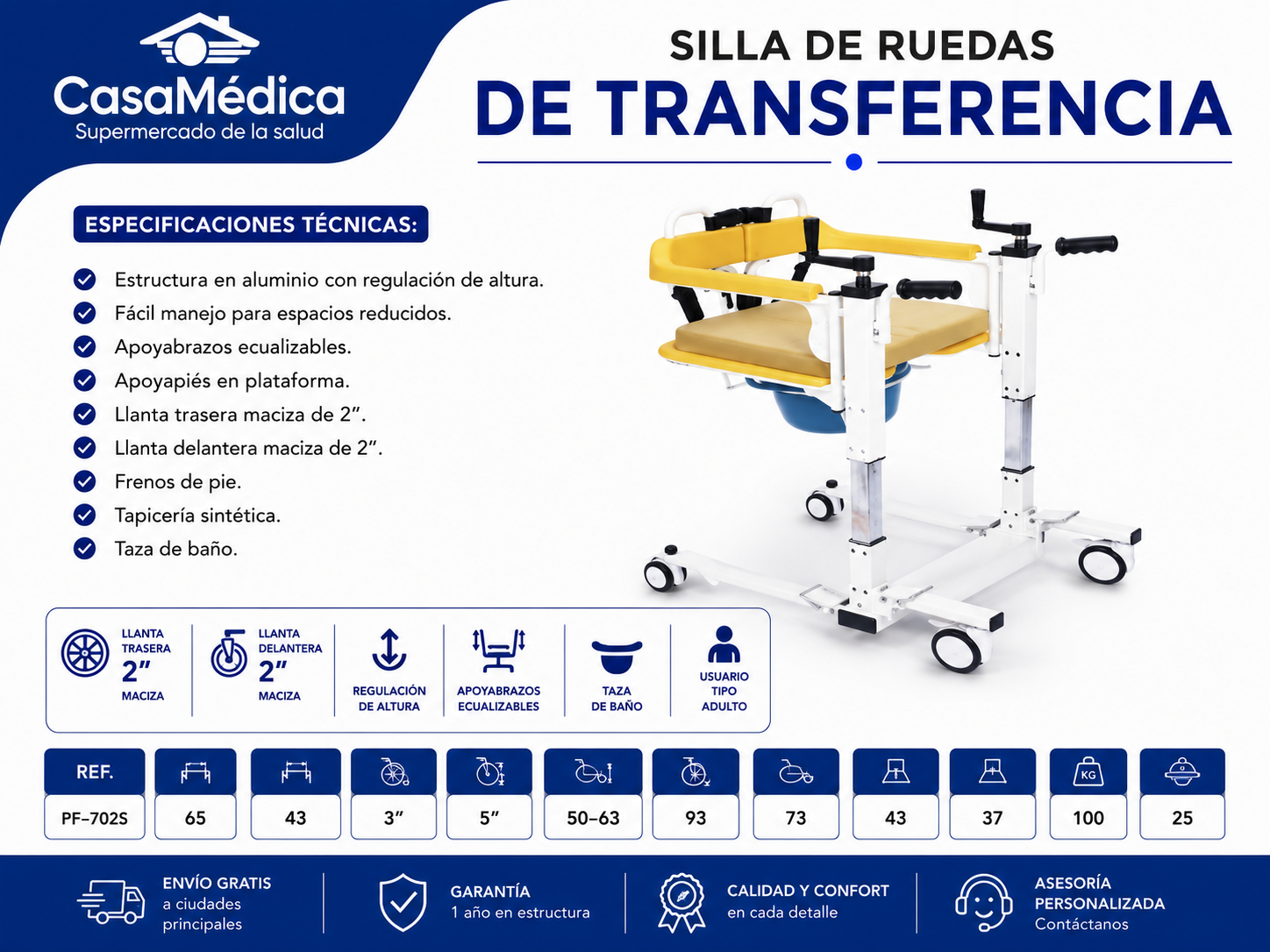 Silla de Ruedas de Transferencia PF-702S