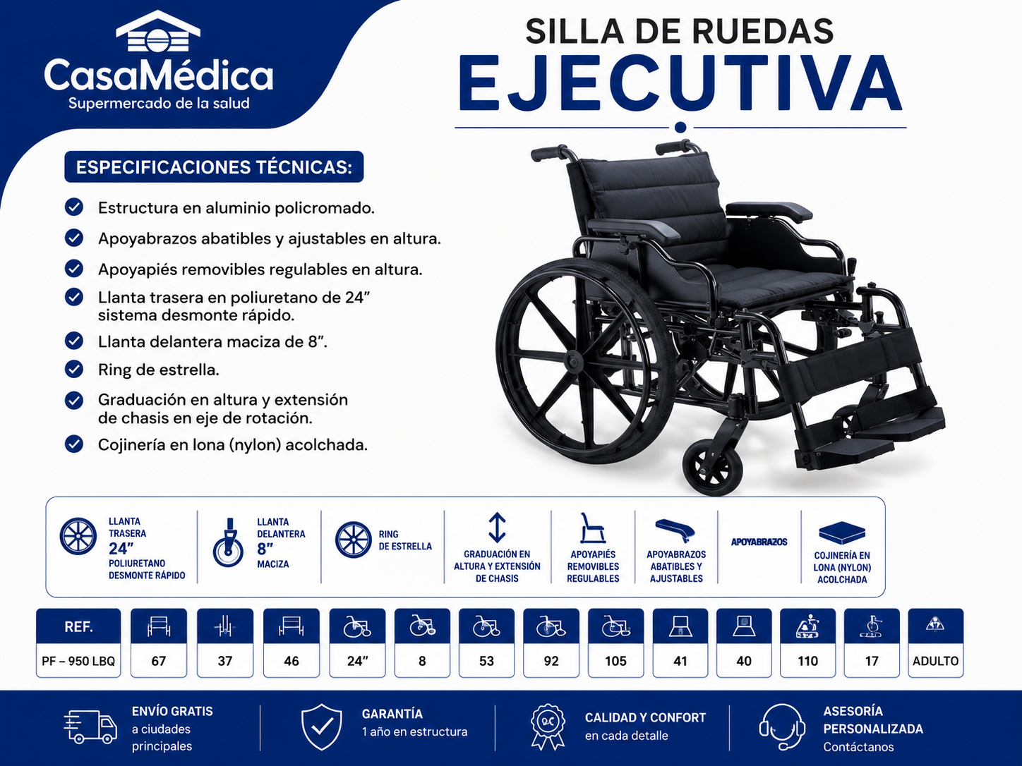 Silla de Ruedas Ejecutiva PF-950LBQ