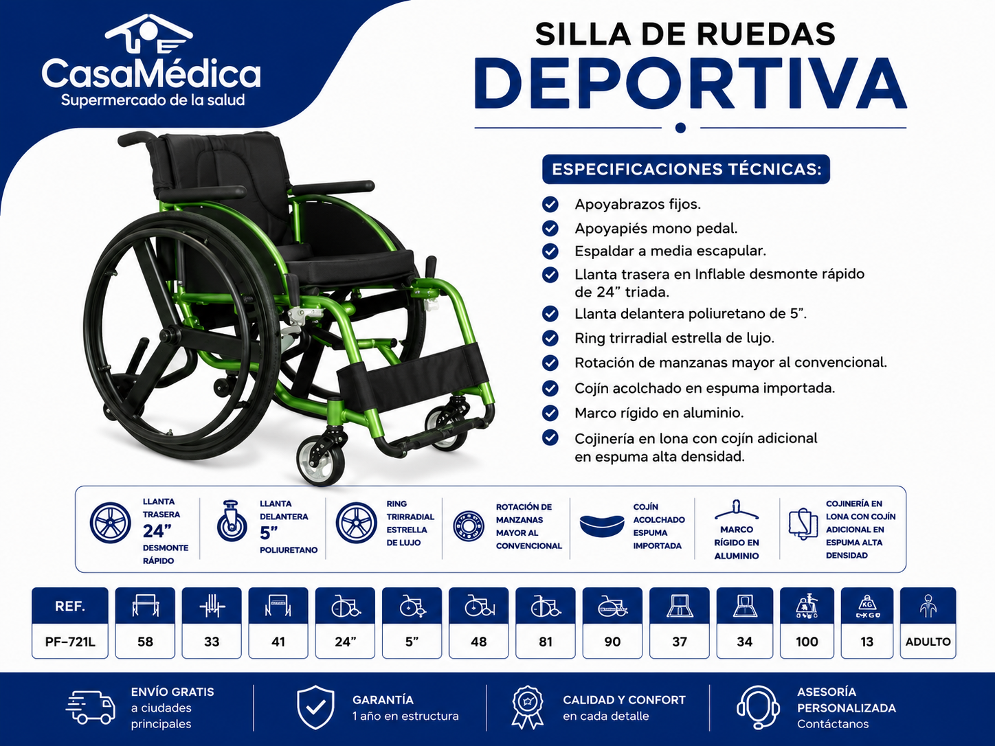 Silla de Ruedas Deportiva PF-721L