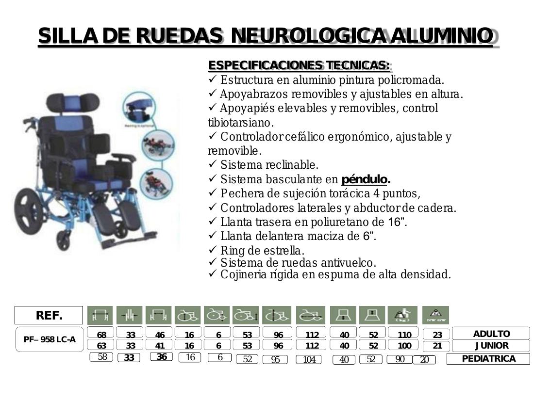 Silla de Ruedas Neurológica Aluminio PF-958LC-A