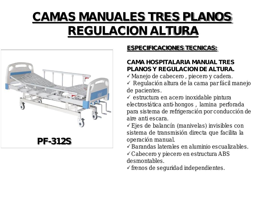 Cama Hospitalaria Manual 3 Planos PF-312S