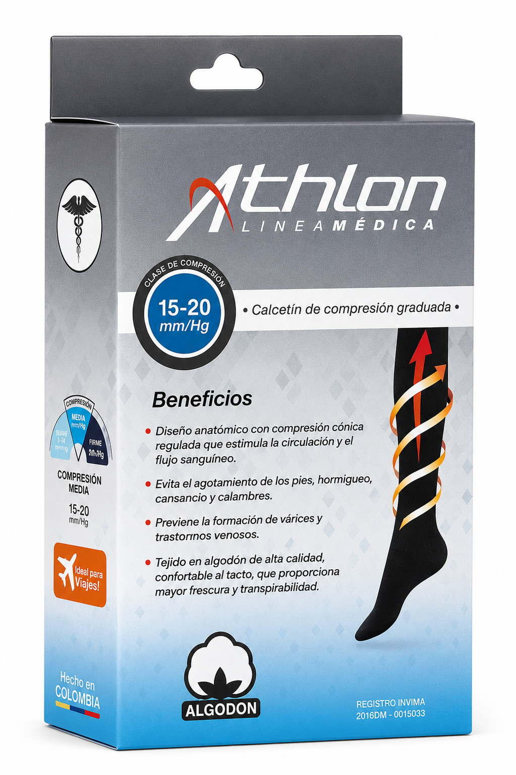 Calcetín de Compresión Graduada Athlon 15-20 mmHg