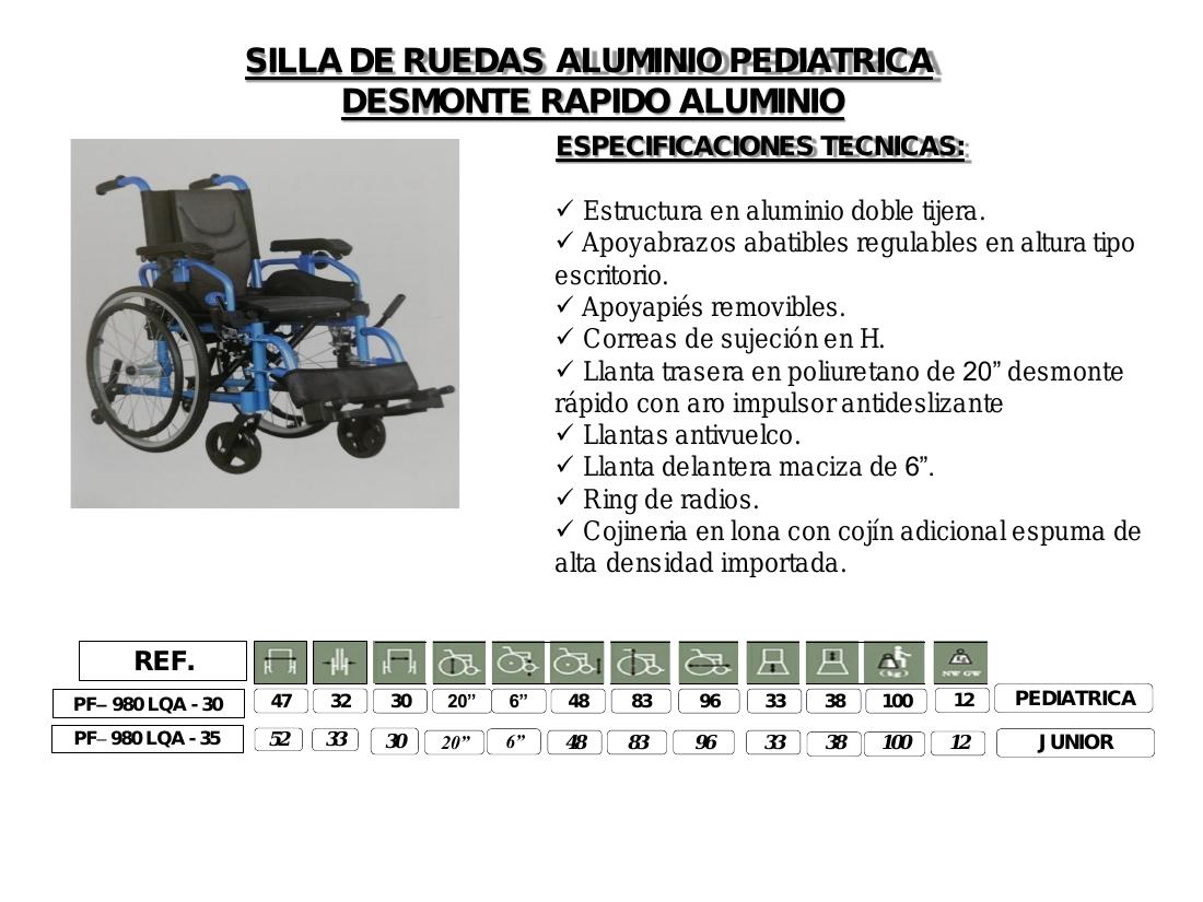 Silla de Ruedas Pediátrica Desmonte Rápido PF-980LQA