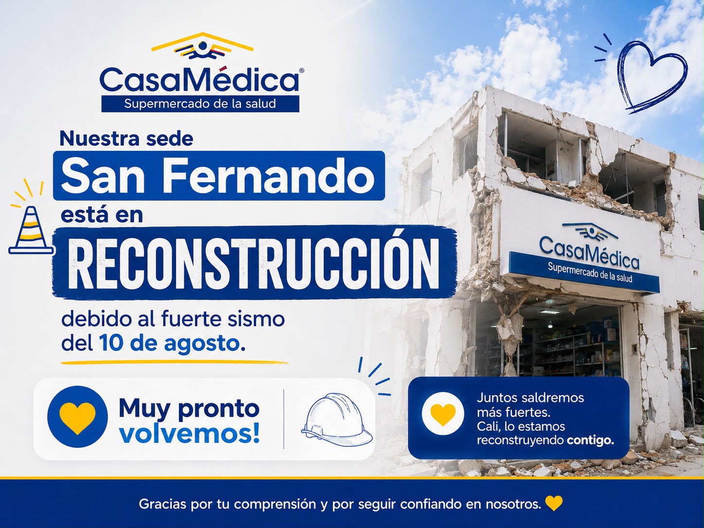 Está cerrada temporalmente tras el sismo del 10 de agosto. Te atendemos en la sede San Vicente (Av. 3 Bis Norte #24N-09) y en la tienda en línea.